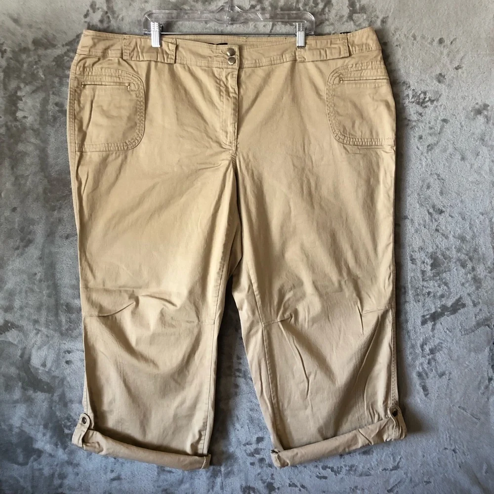 Avenue Beige Stretch Capri Pants Size 26 Plus Workwear